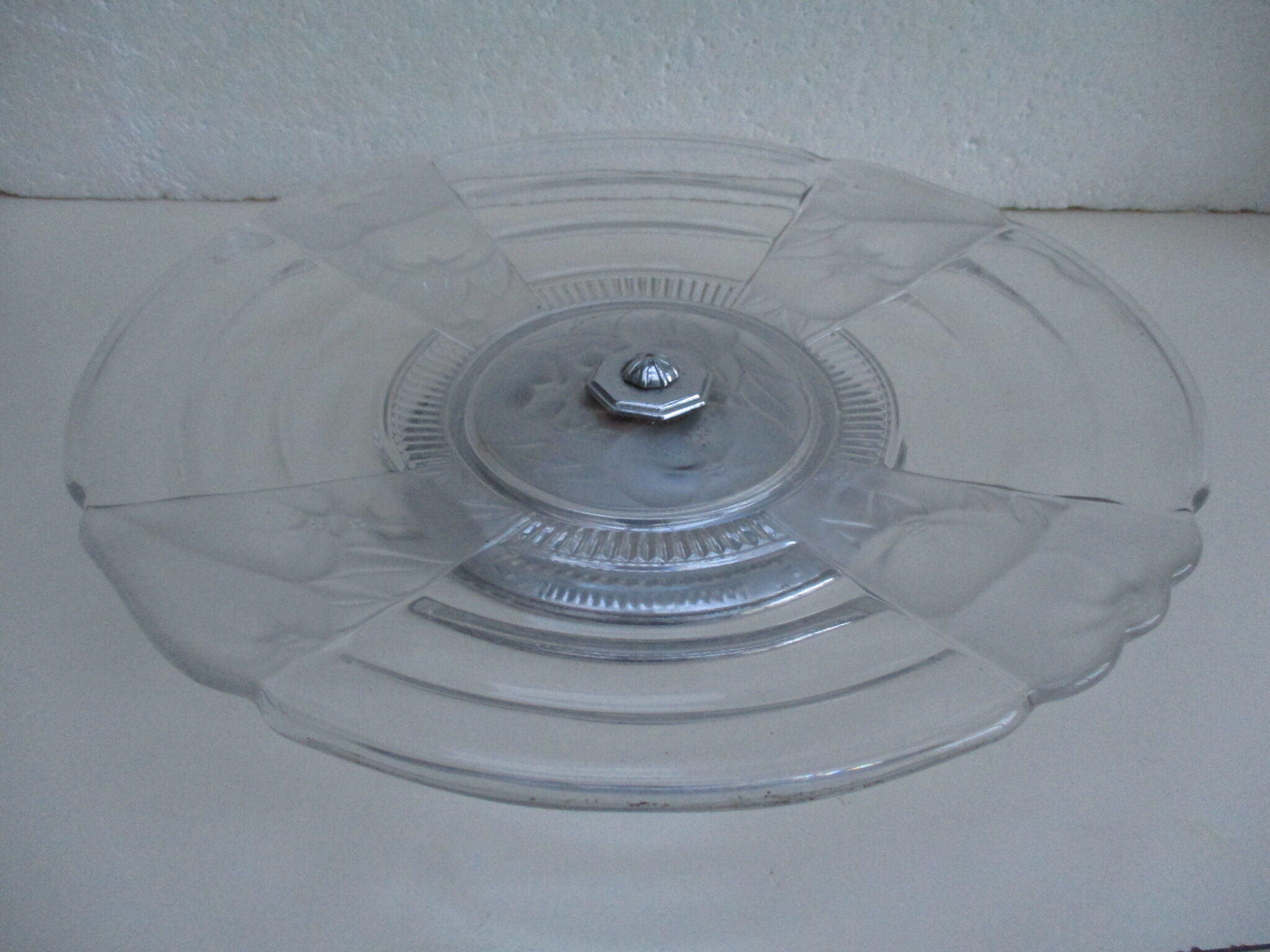 CUP on foot frosted pressed glass and transparent glass- Chrome foot