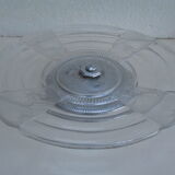 CUP on foot frosted pressed glass and transparent glass- Chrome foot