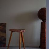 High tripod stool in solid pine, by a Danish cabinetmaker, mid-century, around 1960.