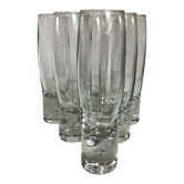 6 bubble flutes with a foot in the Kosta Boda style