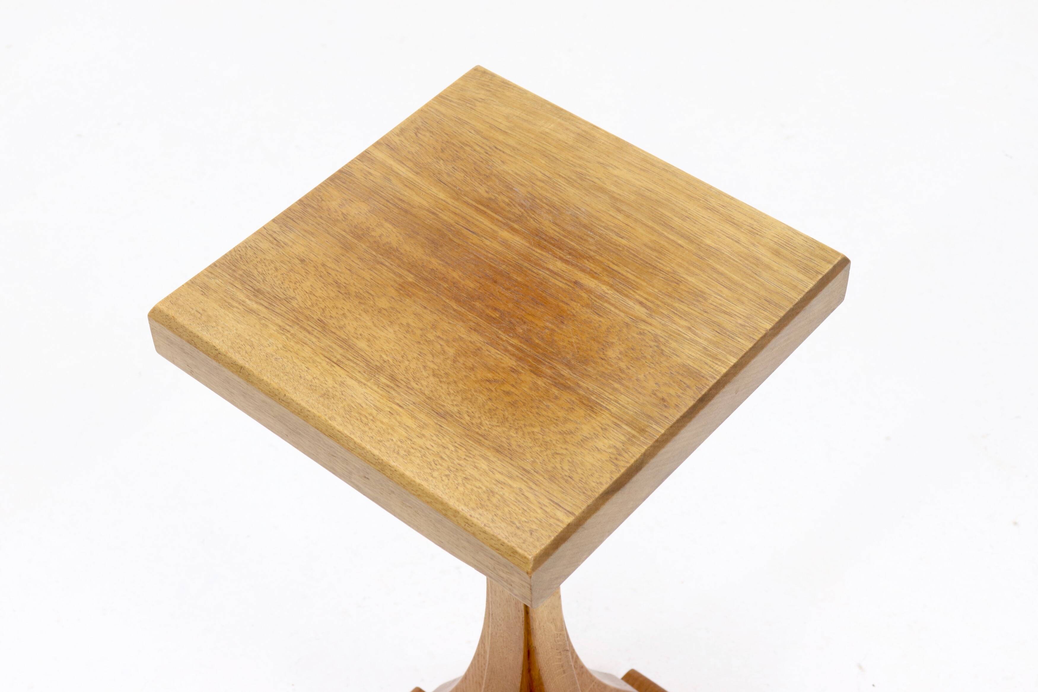 Sculptural Oak Pedestal Side Table 1950s