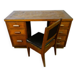 Art Nouveau oak desk and chair