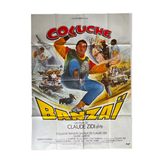 Affiche cinéma "Banzai" Coluche 120x160cm 1983