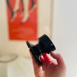 Vintage black opaline Space Age candlesticks