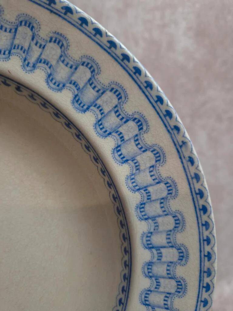 Large antique English deep plate B.p.w.&m. Milan – Ironstone