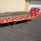 Folding sunbed lounger vintage flower camp bed
