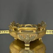 Art Nouveau jardinière in gilded bronze with holly decoration, signed E. Gros.