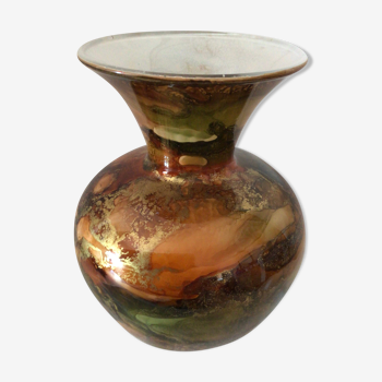 Vase pop art vintage en verre opalin couleur or