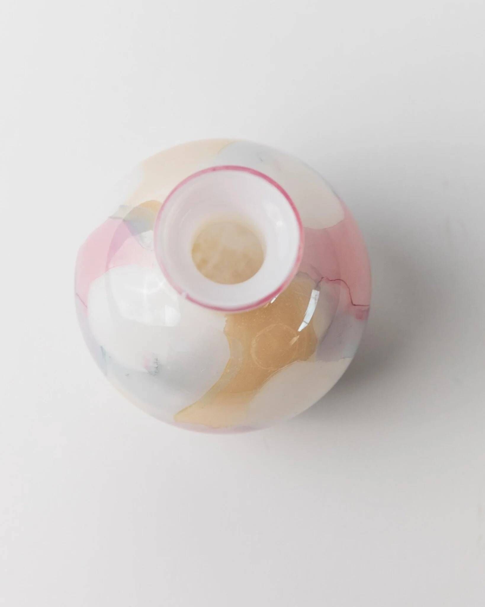Milky White Murano Glass Vase with Pastel Dots Italian 1980s Vintage Table Decor