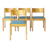 Set of 4 Vintage Flötotto Stacking Chairs – 1970s German Design, Beech Wood