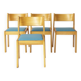 Set of 4 Vintage Flötotto Stacking Chairs – 1970s German Design, Beech Wood