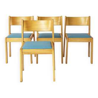 Set of 4 Vintage Flötotto Stacking Chairs – 1970s German Design, Beech Wood