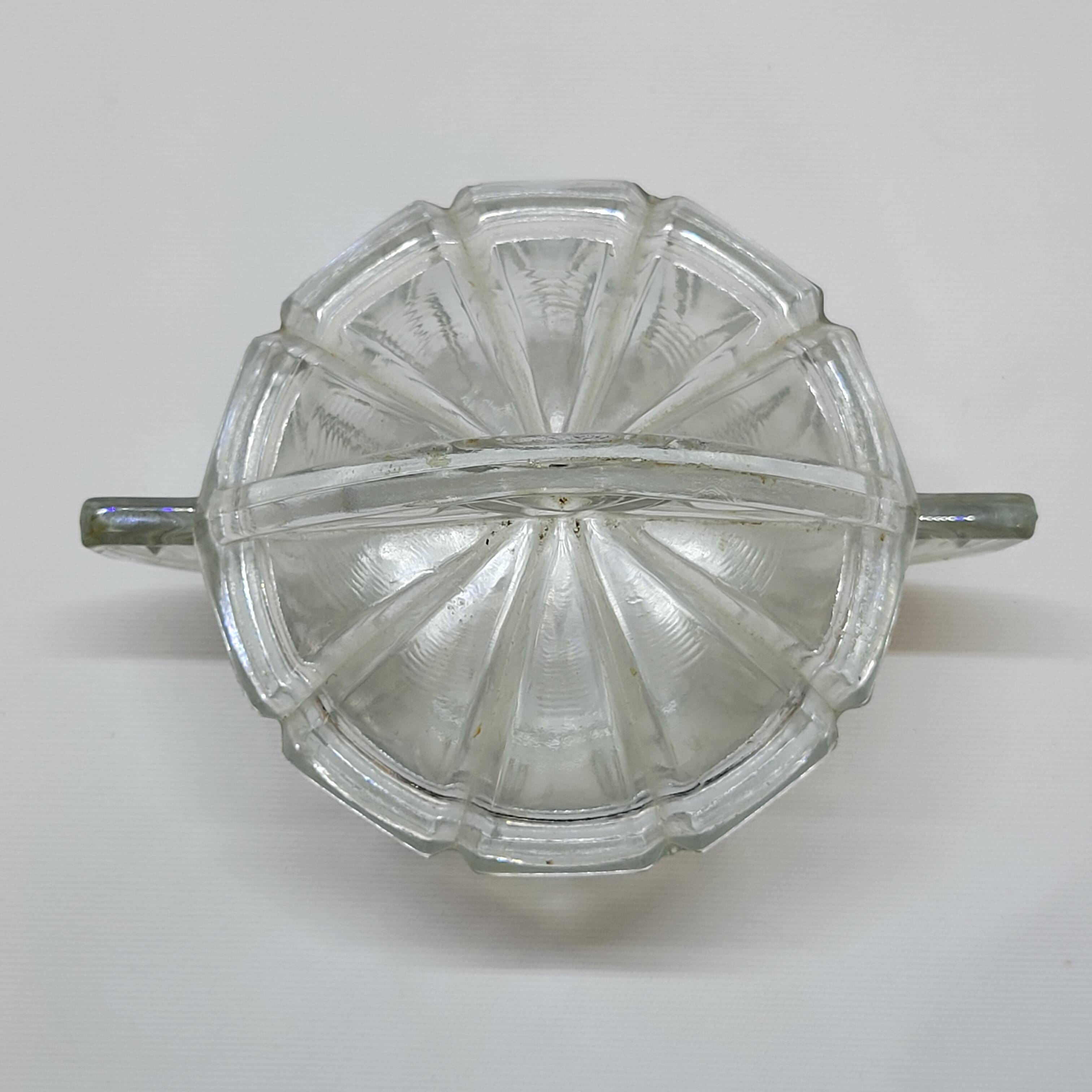 Art deco sugar bowl in molded pressed glass