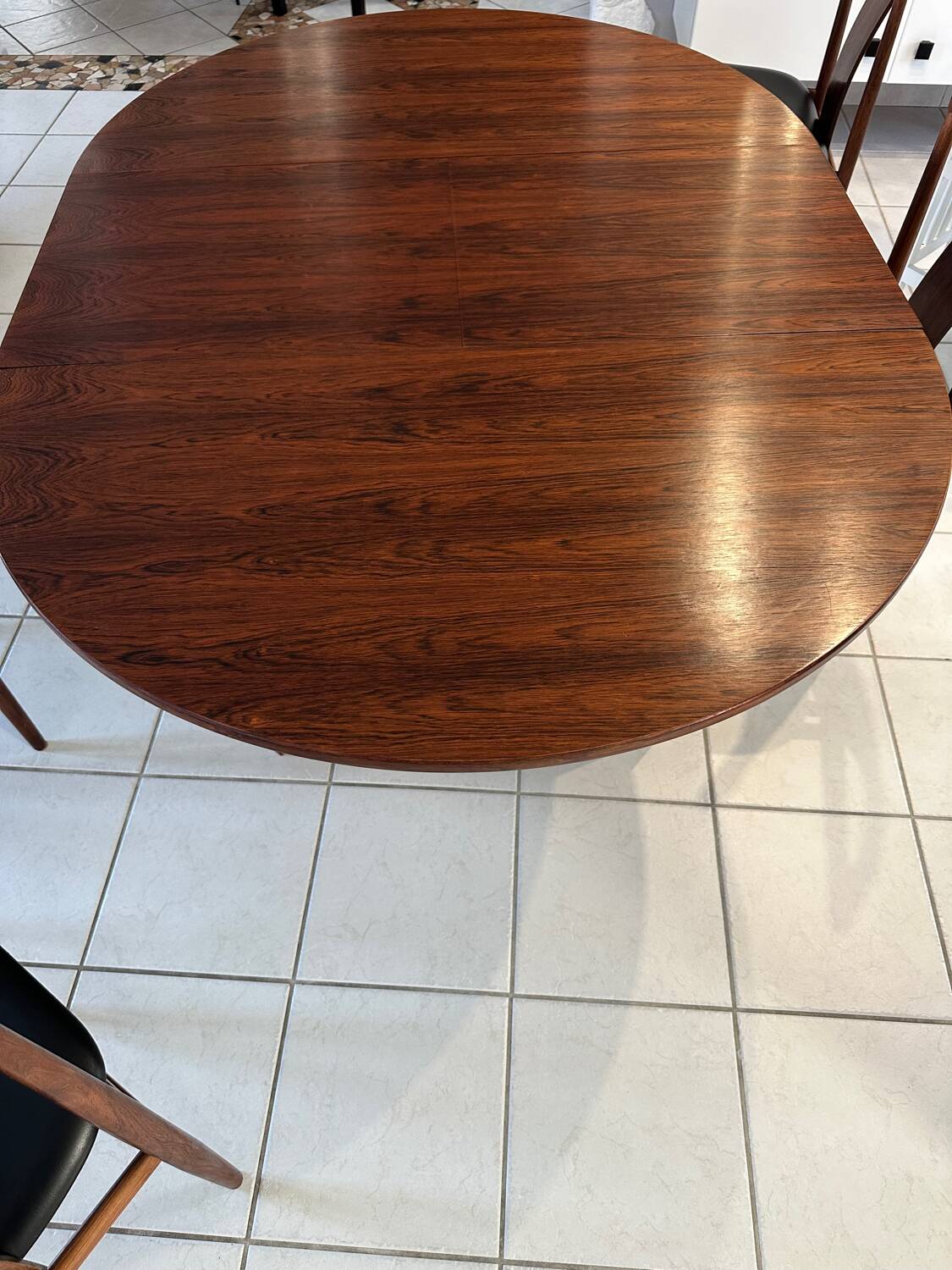 Round extendable table Rosewood Denmark vintage 1970