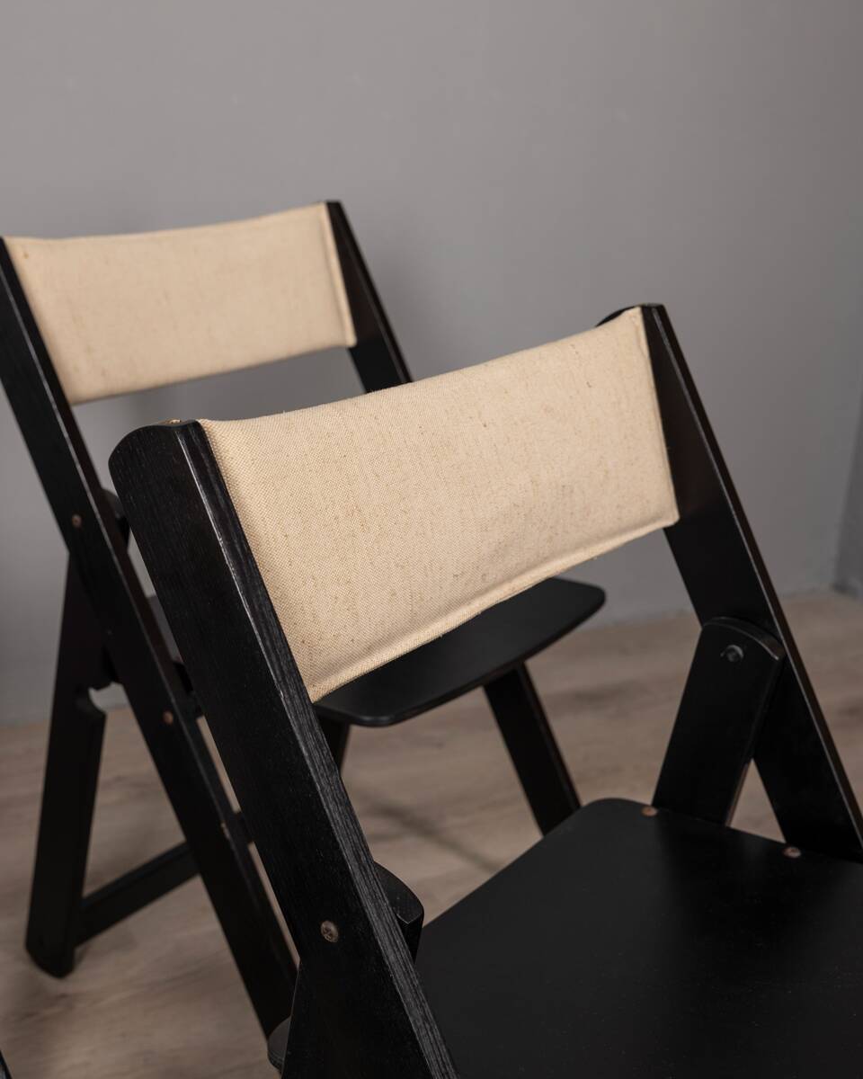 Lot de 4 chaises pliantes vintage années 80 en bois noir design reguitti