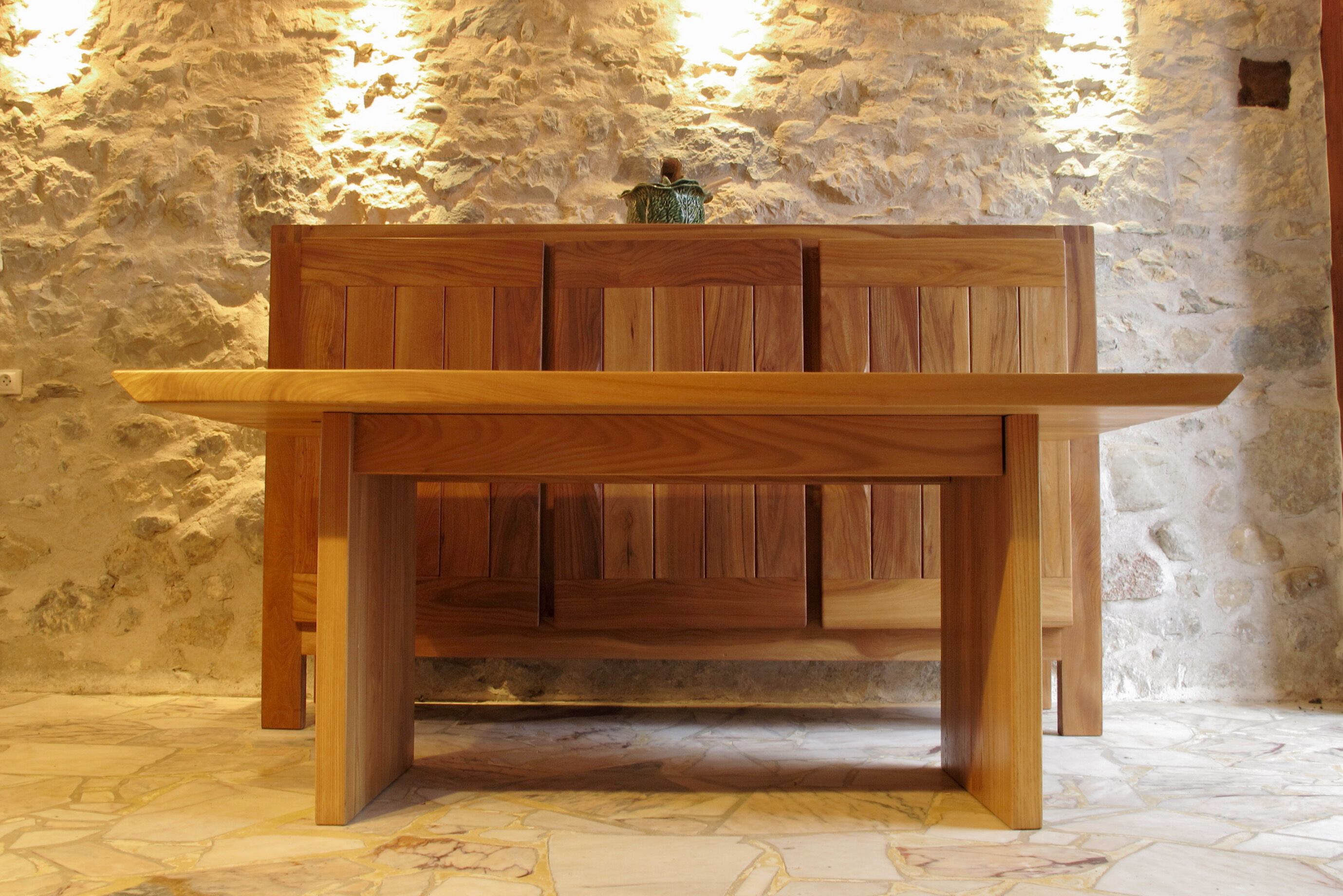 Solid elm table or desk Maison Regain