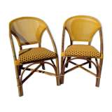 Two rattan bar armchairs