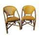 Deux fauteuils de bar en rotin
