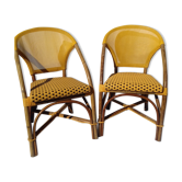 Two rattan bar armchairs