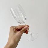 Set de 12 verres à pied en verre ciselé, 6 verres à vin et 6 verres à eau