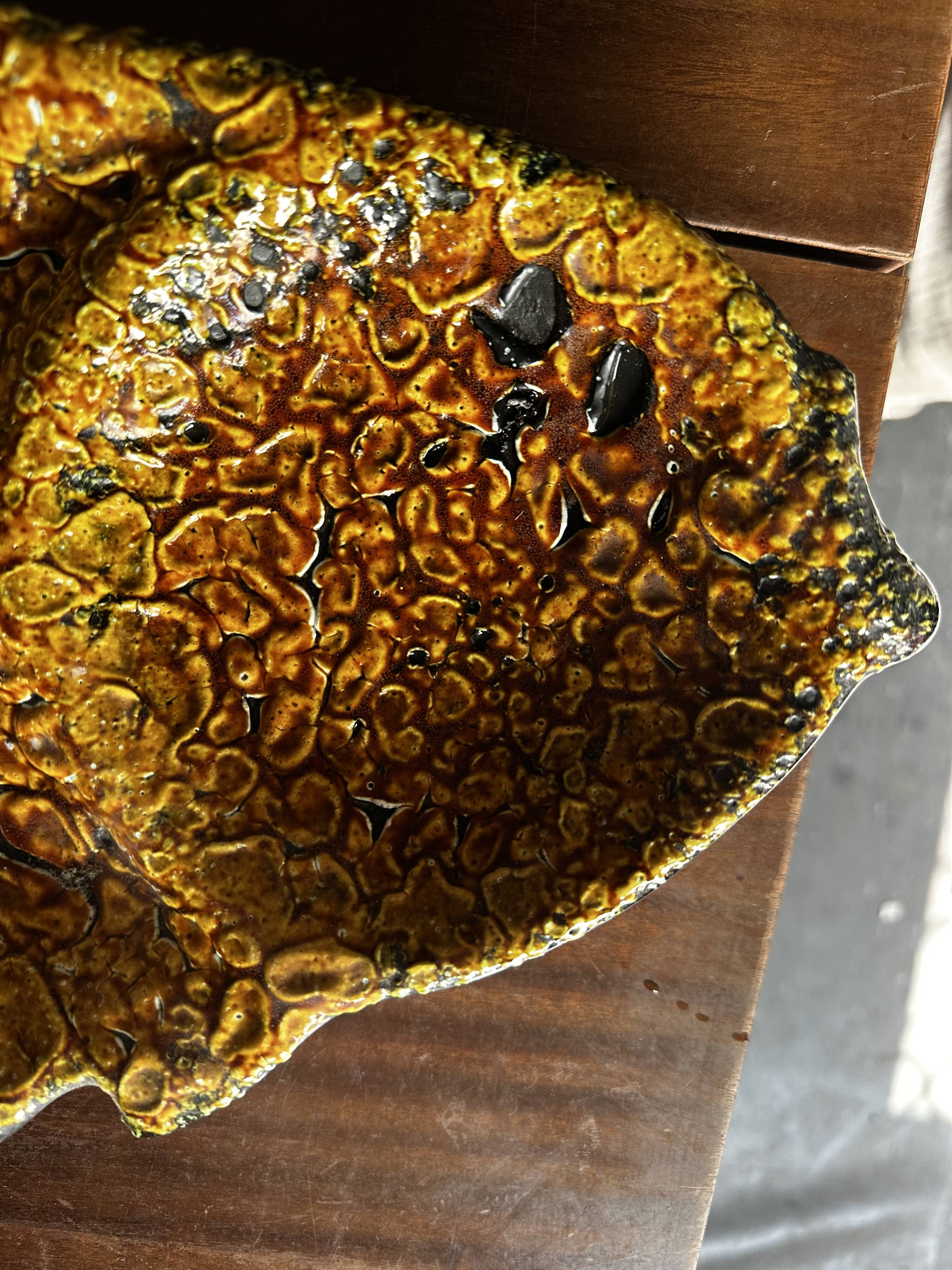 Vallauris appetizer dish in fat lava earthenware in the shape of a fish