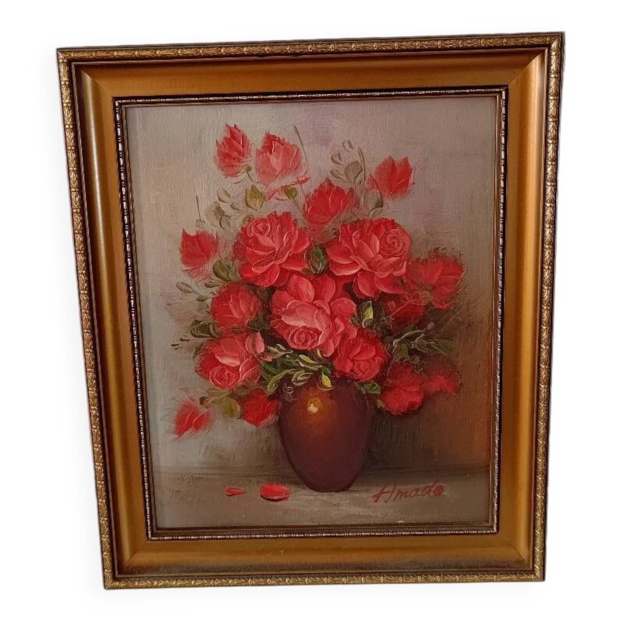 Tableau bouquet de roses rouges