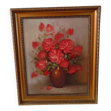 Tableau bouquet de roses rouges