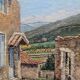 Hsp painting "view of mirmande" drôme, village and vineyard signed raymond rigal