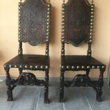 Paire de chaises en cuir de Cordoue