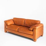 Three-seater sofa in cognac-colored leather produced by De Sede. Model DS-17/123, Switzerland, 2000s