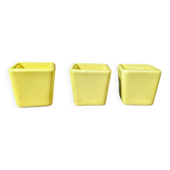 3 square ramekin containers ceramic porcelain FL art deco table