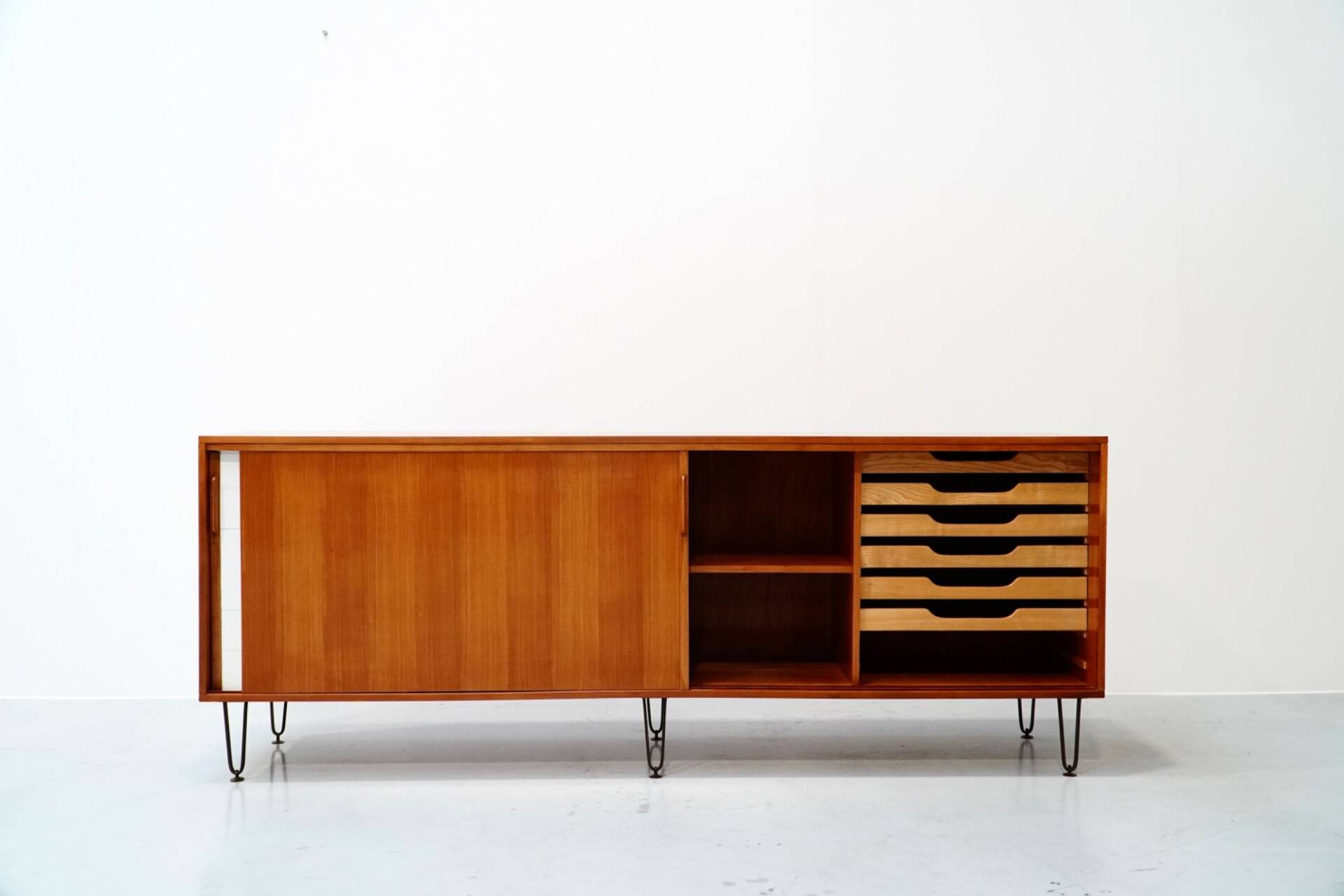 Alfred Hendrickx, Sideboard with Ceramic Art by Willy Meysmans