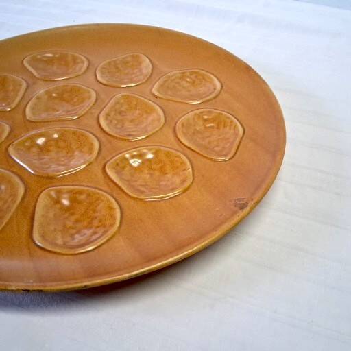 Brown ceramic oyster serving dish in good condition