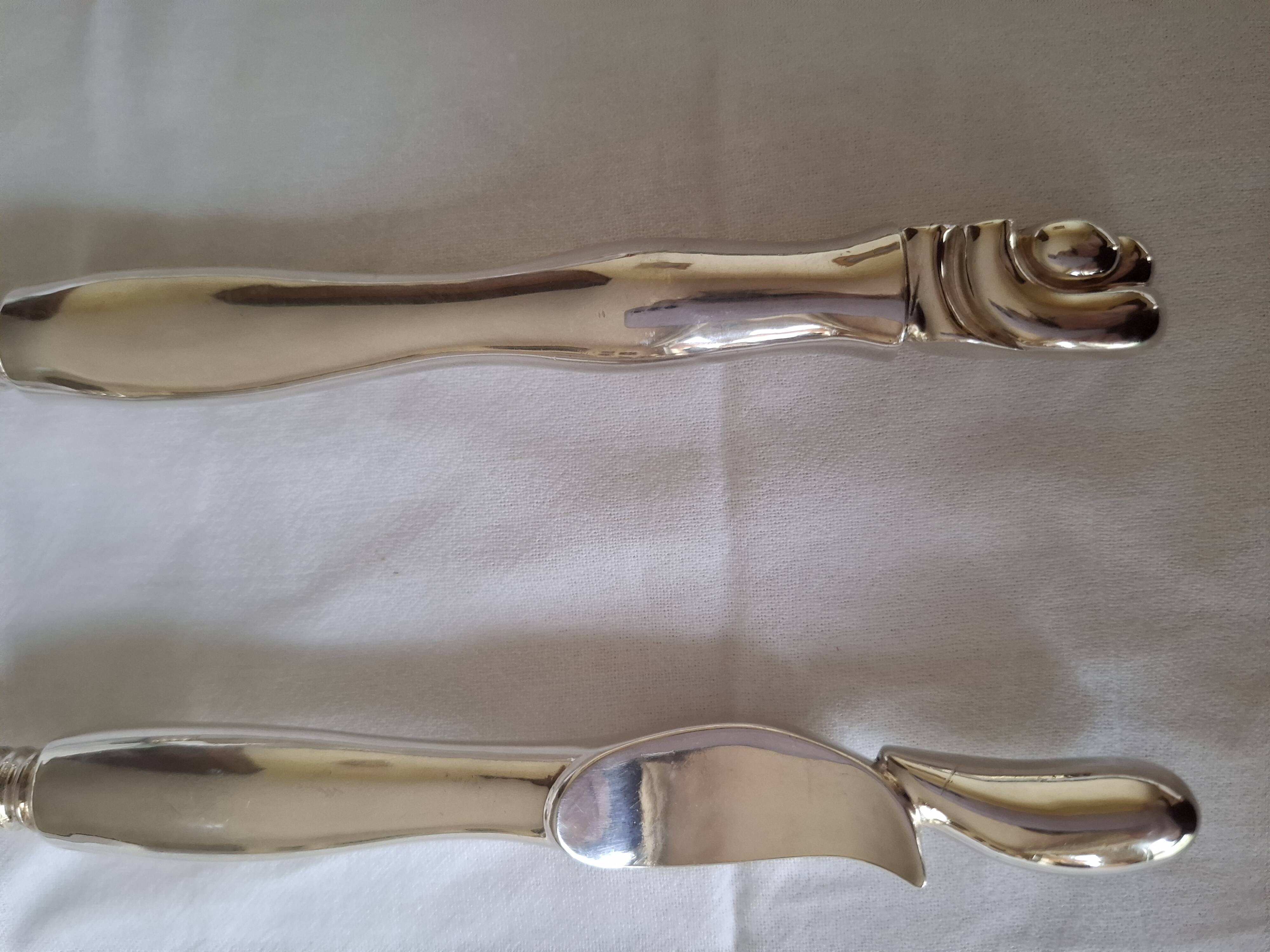 5 silver-plated metal service cutlery by the sculptor Miguel Berrocal