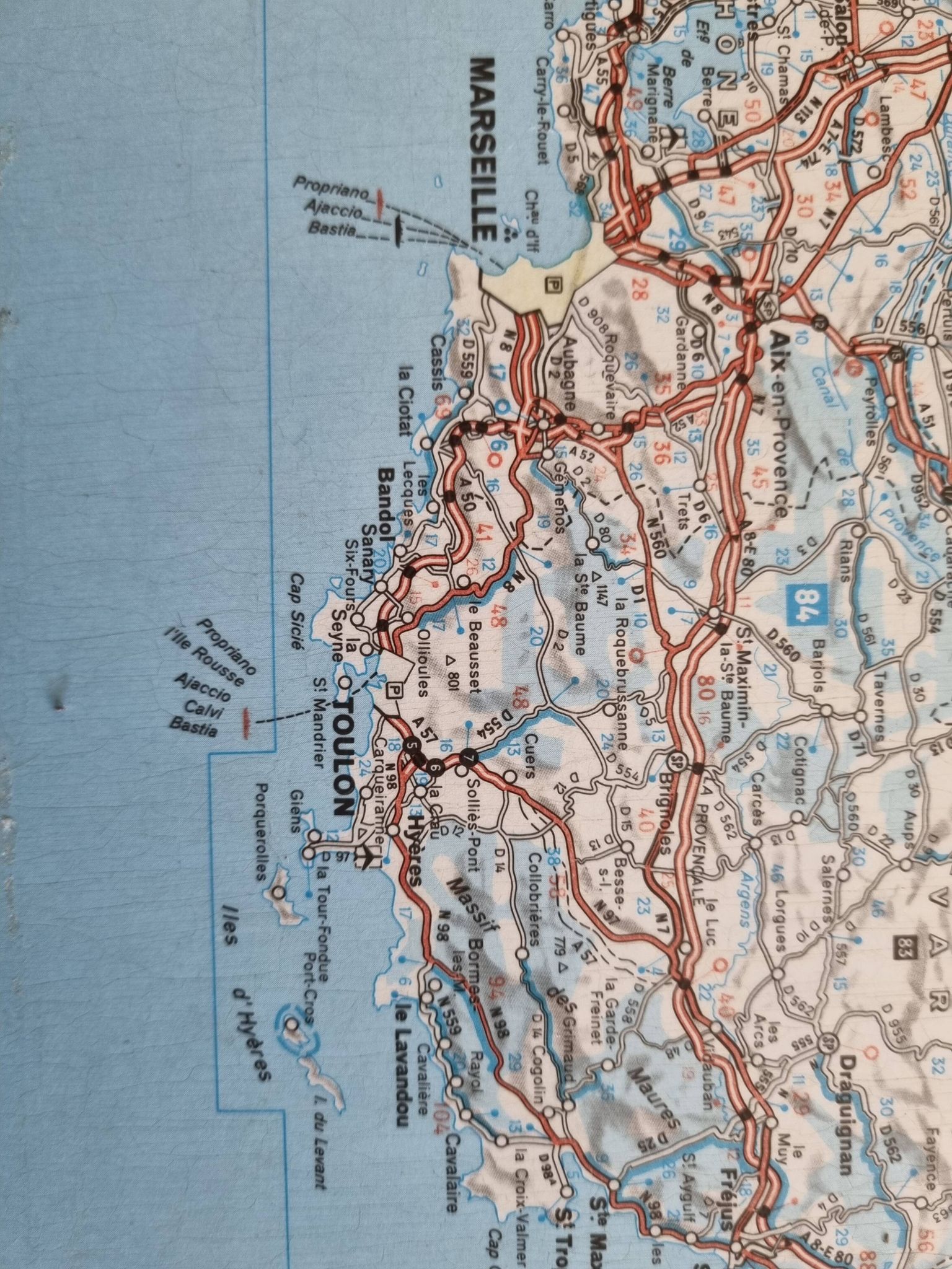 Framed vintage "Michelin" road map from the 80s, 111 cm x 100 cm