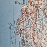 Framed vintage "Michelin" road map from the 80s, 111 cm x 100 cm