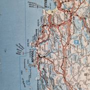 Framed vintage "Michelin" road map from the 80s, 111 cm x 100 cm