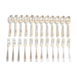 12 large cutlery ballshoe forks in silver metal Model SUZY