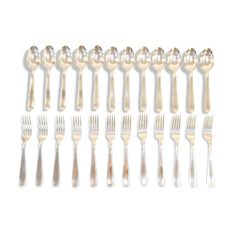 12 large cutlery ballshoe forks in silver metal Model SUZY
