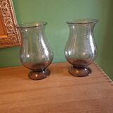 Two blown glass tealight vases