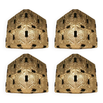 Set of four glass design pendants/chandeliers, Czechoslovakia, 1970s