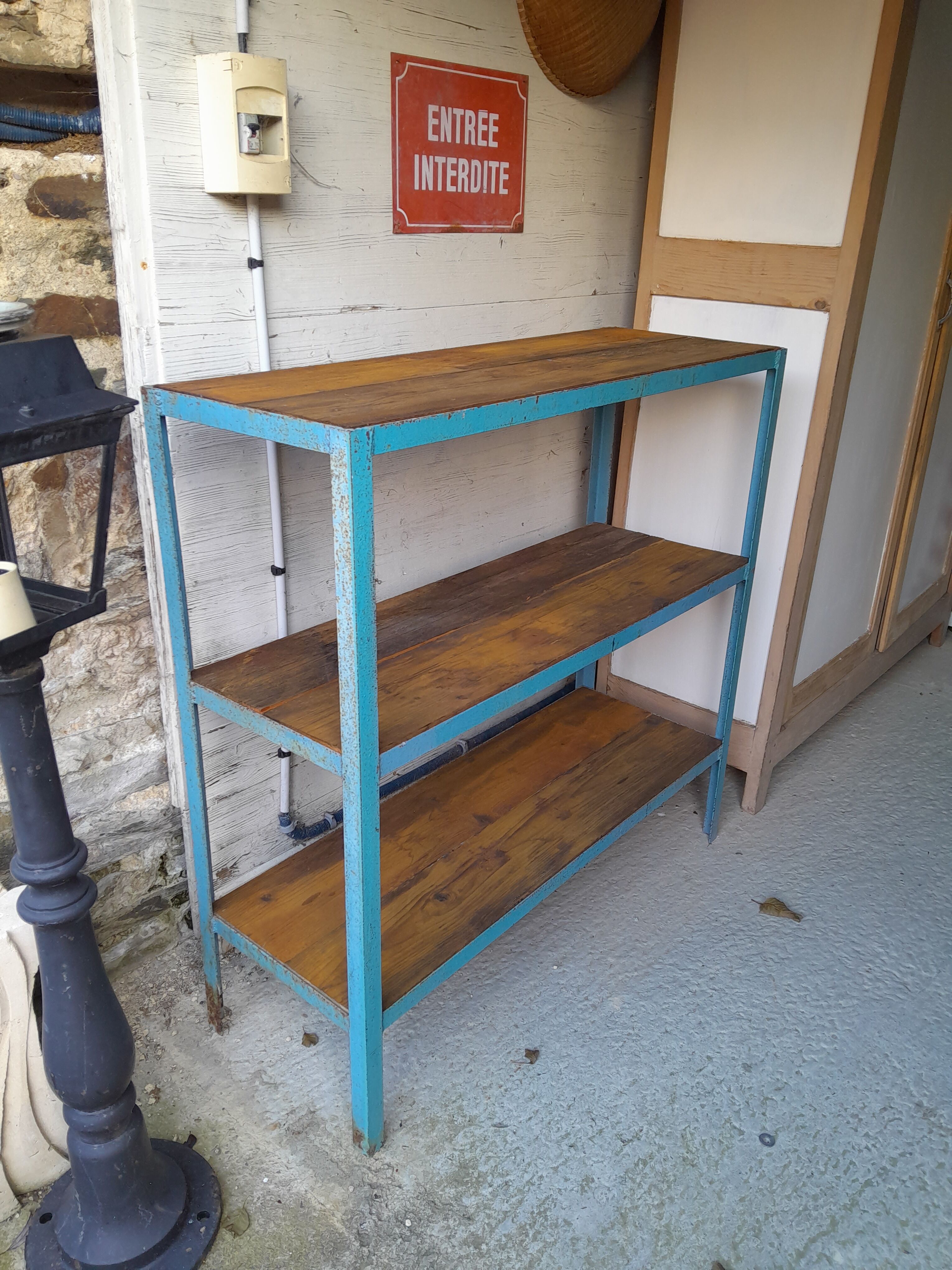Blue iron shelf