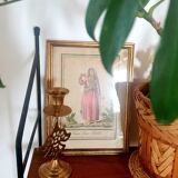 Two frames engravings couple Tobolsk with rose
