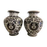 Pair of black and white ceramic vases