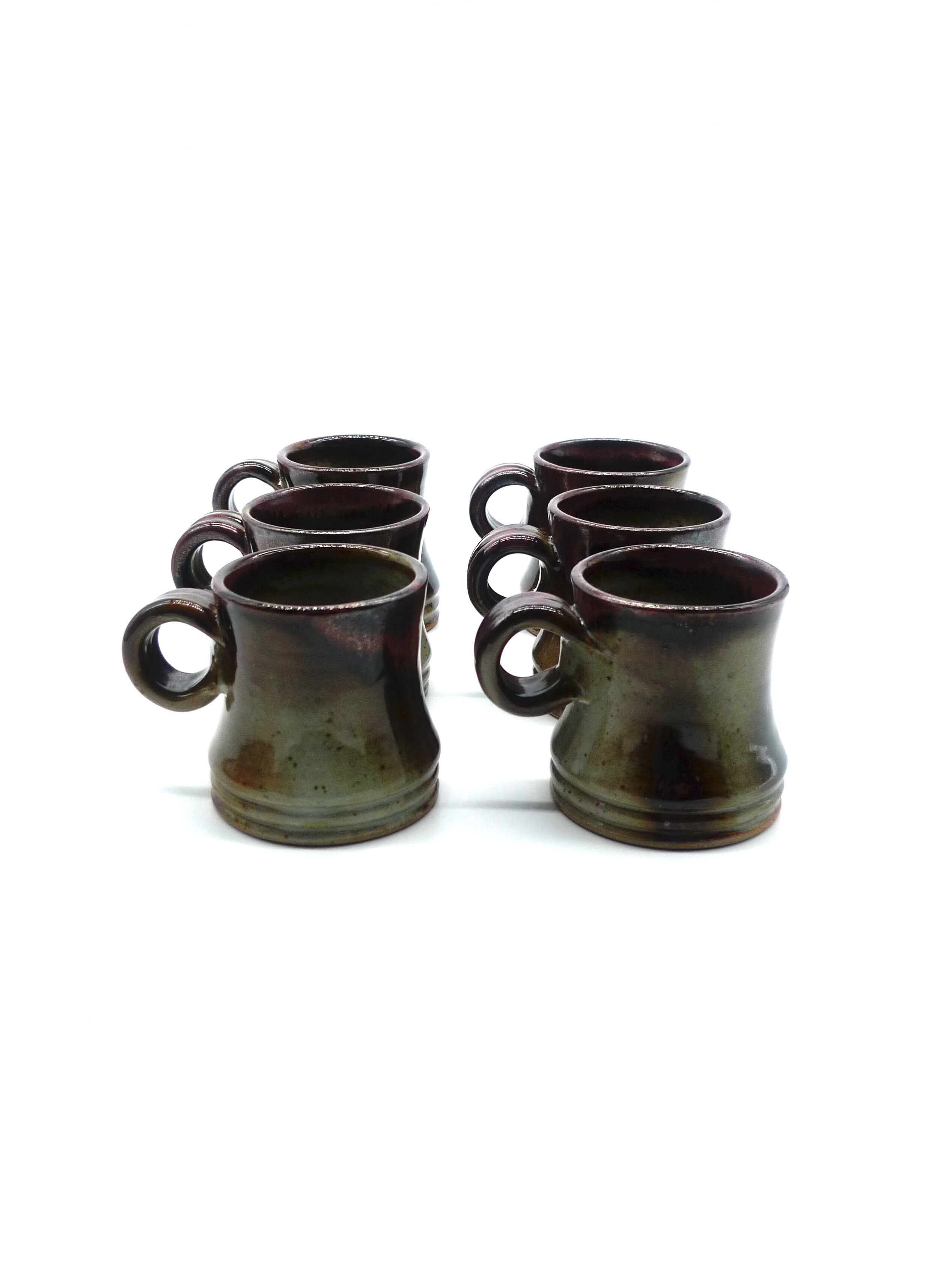 Set of six stoneware mugs