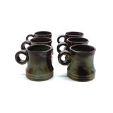 Set of six stoneware mugs