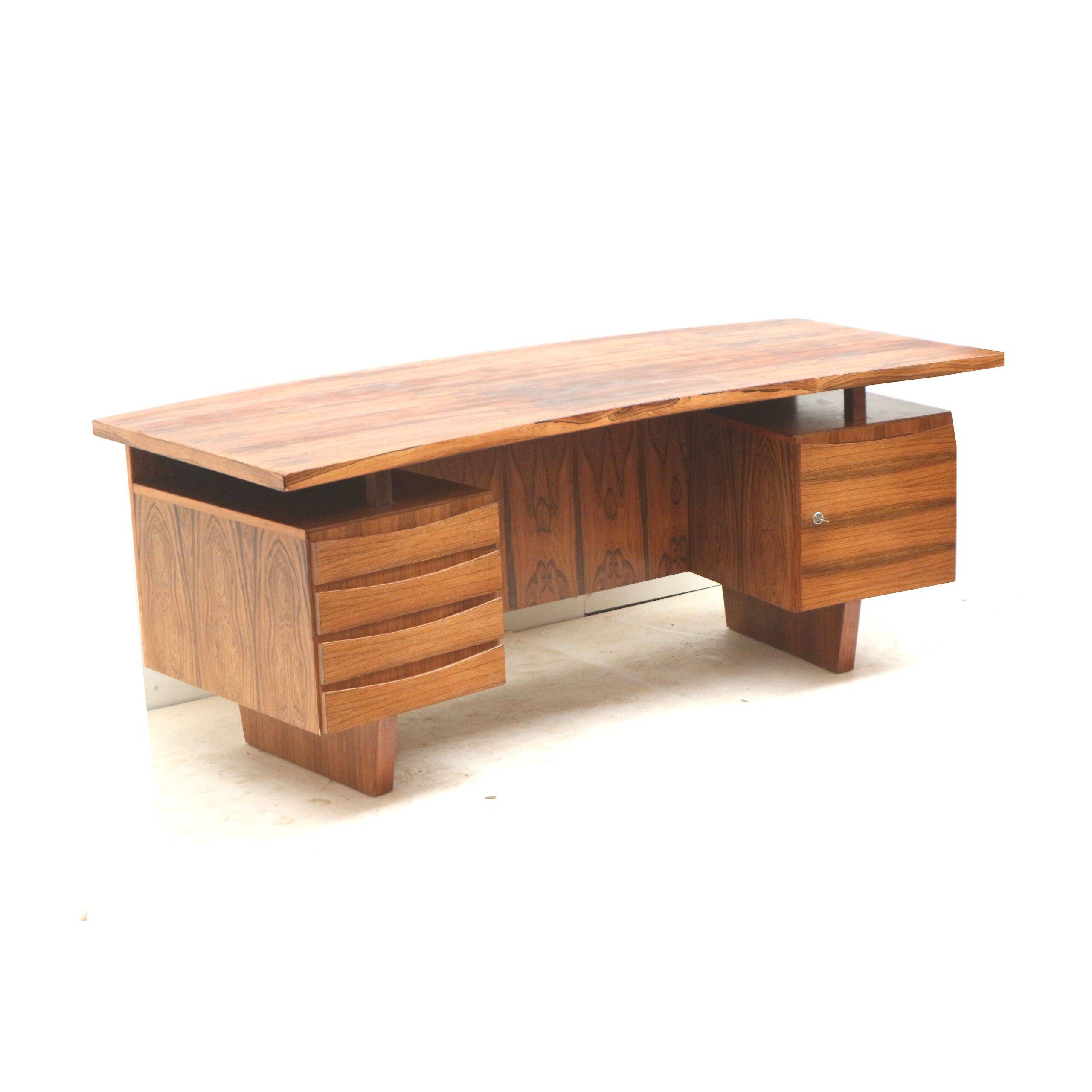 Large rosewood boomerang desk / executive desk from the 1960s