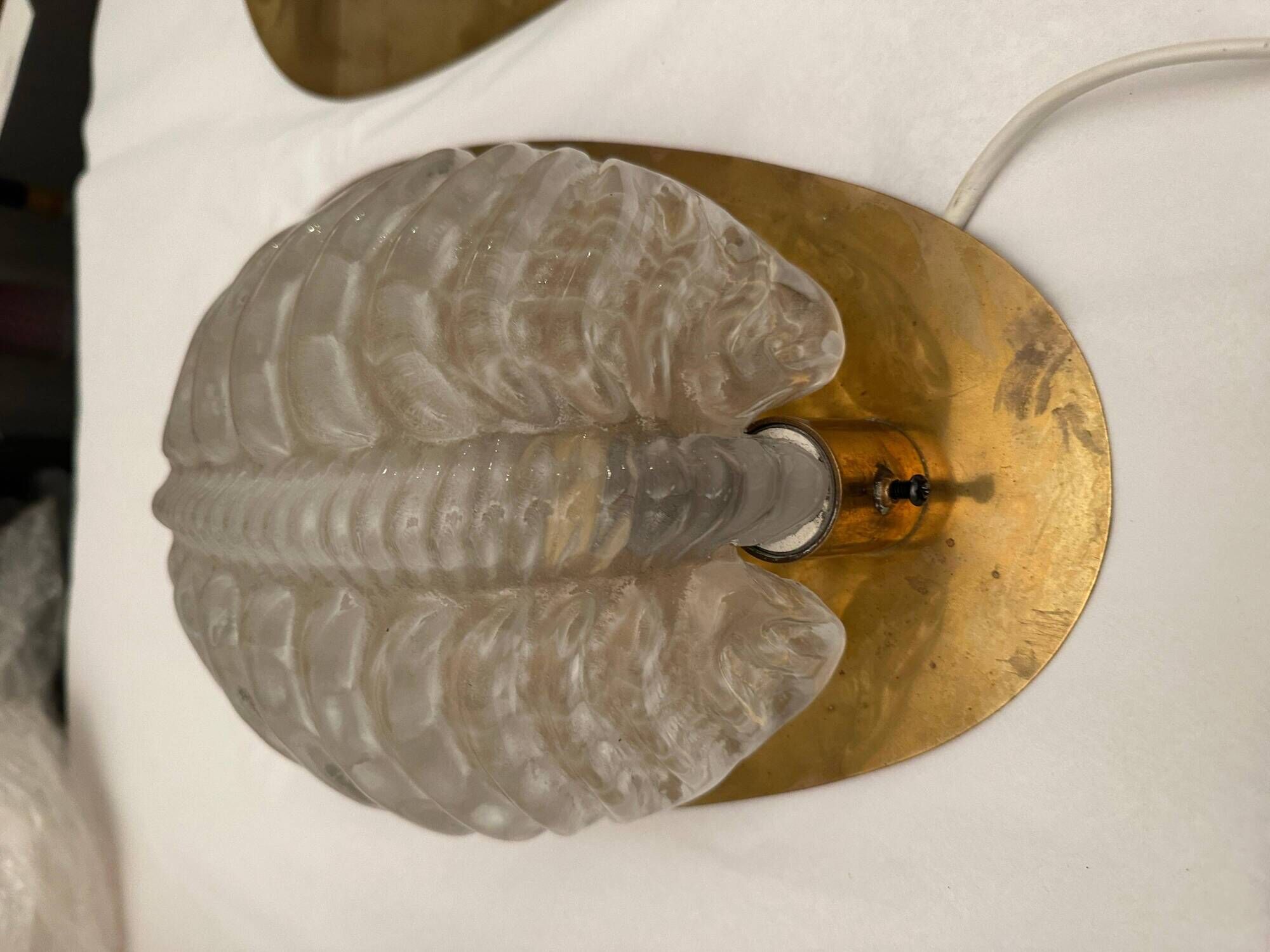 Fritz short brass and glass appliques in the shape of leaves Orrefors, 1960s
