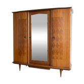 Antique 3-door Art Deco wardrobe in mahogany and marquetry