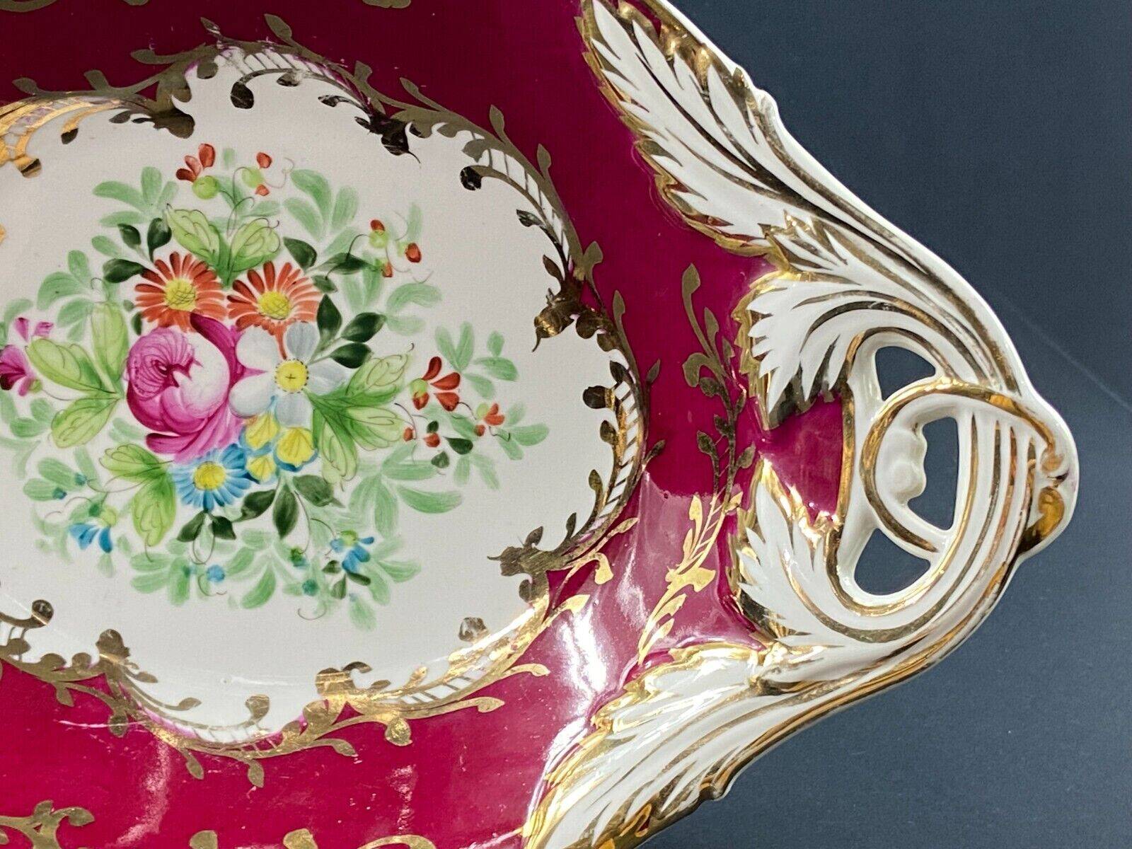 Oblong dish in Paris Sèvres porcelain with Louis XV style floral decoration